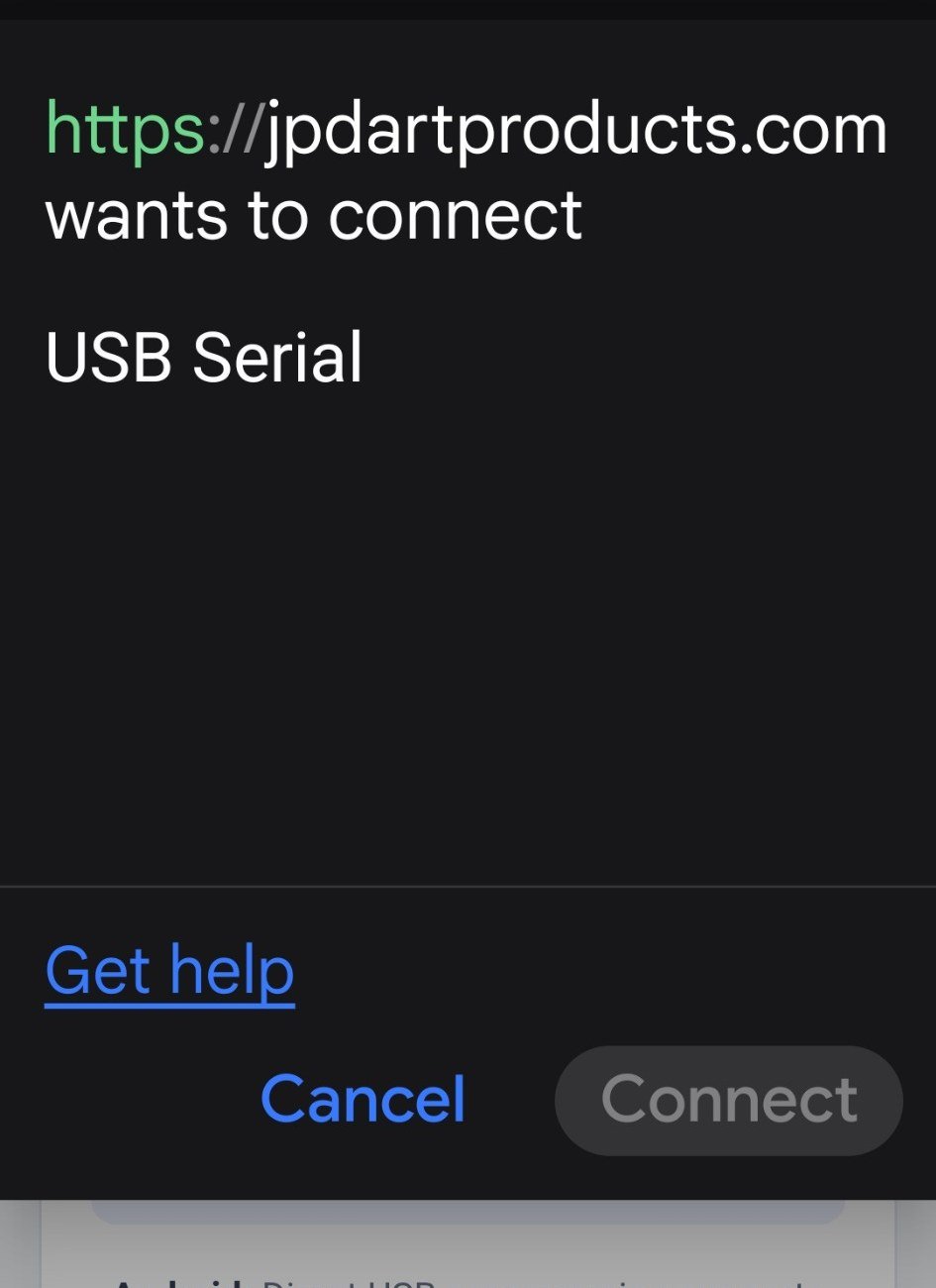 Chrome USB device selection showing USB Serial and the Connect button