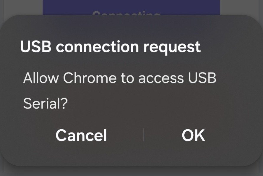 Android USB connection request with OK button